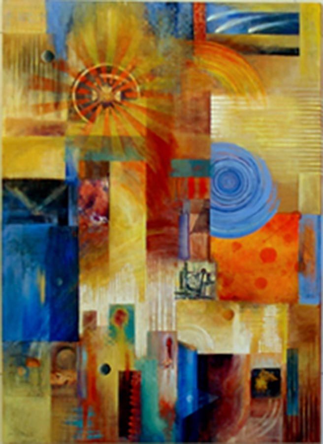 Abstract collage painting. Corporate commisison.