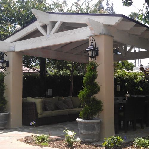 Traditional style garden pavilion provides a great