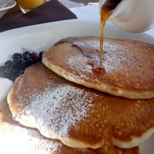 Classic Buttermilk Pancakes with a Blueberry Compo