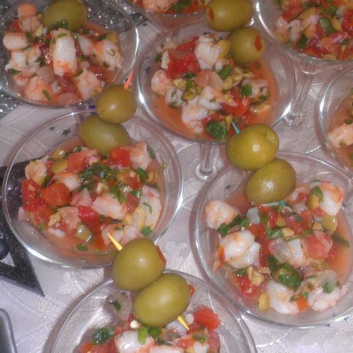 Shrimp salad in martini glasses
