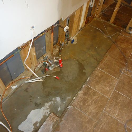 Large Kitchen demo after burst water pipe.