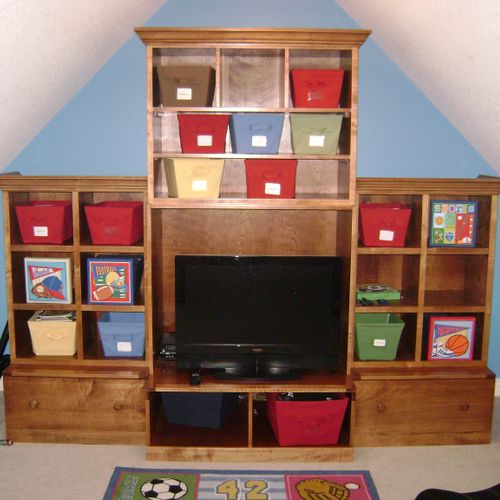 Bonus room storage unit for kids