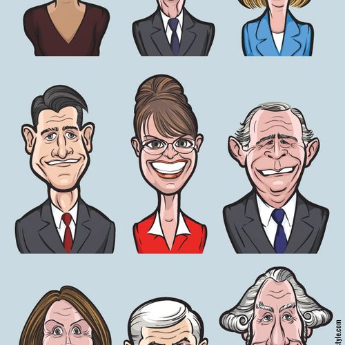 Polititians characters design and background illus