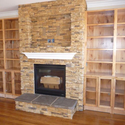 Custom interior fireplace and hearth