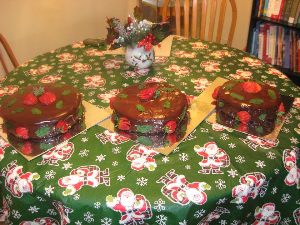 Layered chocolate mousse cake