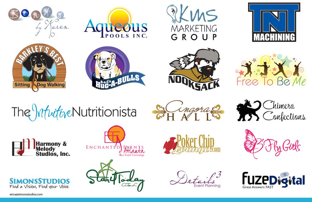 A selection of logos created by Simons Studios