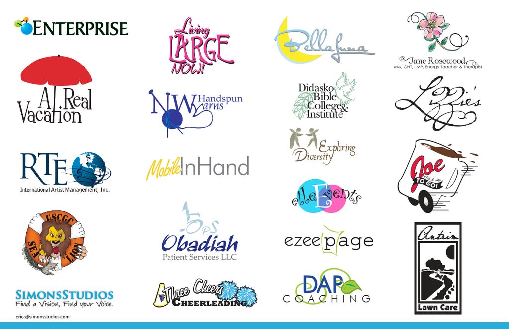 A selection of logos created by Simons Studios