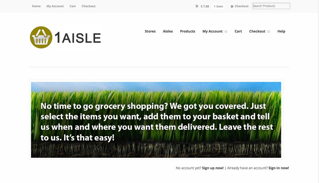 Concept for a grocery delivery company website.