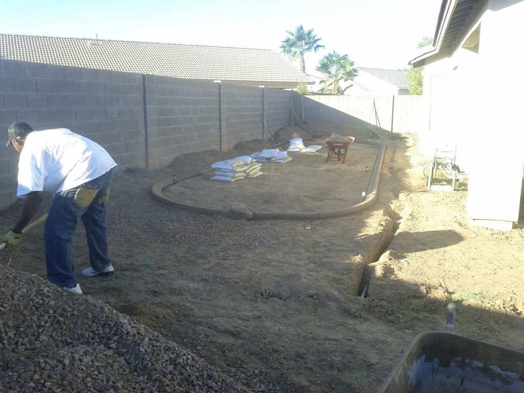 Curbing installed for grass area.