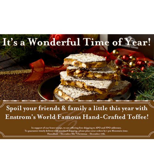 Eblast art for a family-owned and operated toffee 
