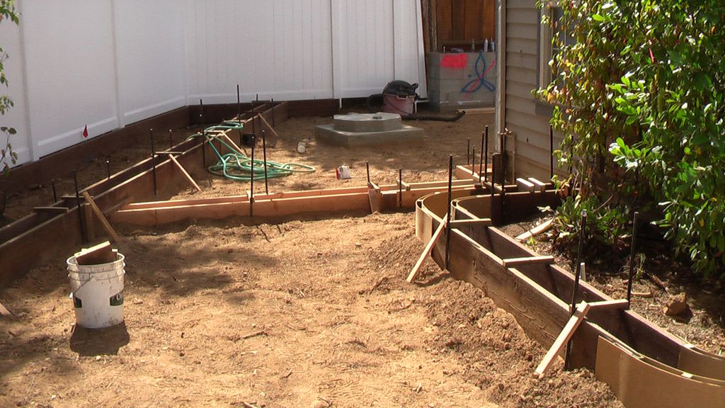 Forms set for concrete curbing.