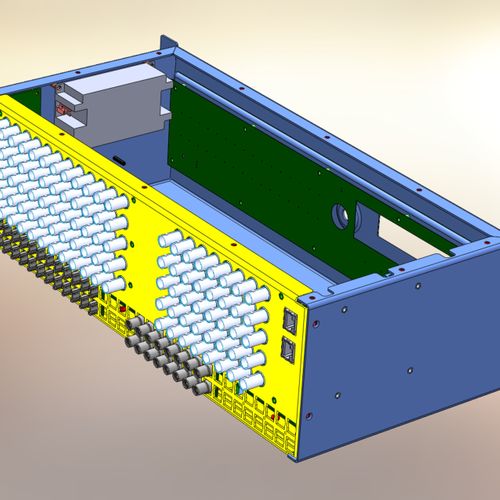 Rear view of a 3U rack chassis using SolidWorks fo