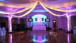 Setup for wedding and reception. Uplighting and DJ