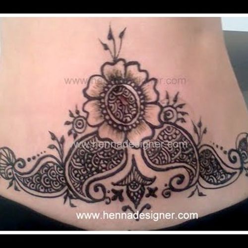 Henna on belly for a belly dancer to hide scars. M