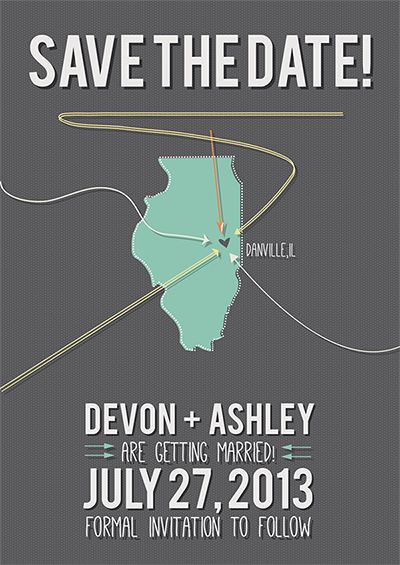 Save the Date featuring the state in which Devon a