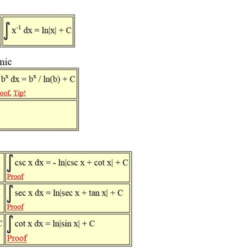 Sample of Integral formulas