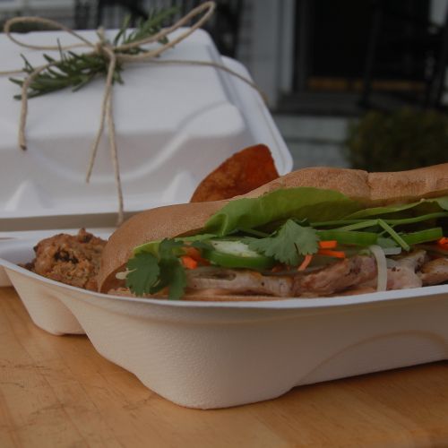 Our boxed lunches come in these compostable contai