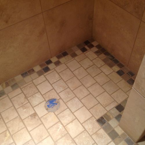 Custom tile shower floor