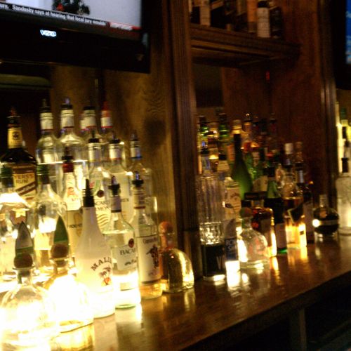 Branford CT Bar finished with up-lit liquor shelve