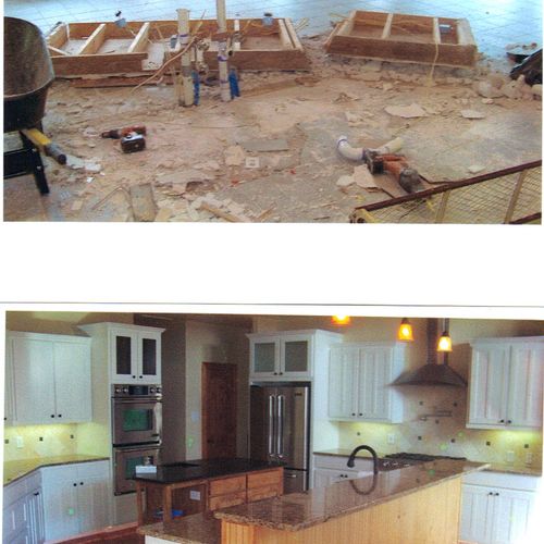 The before and after pictures of the new island...
