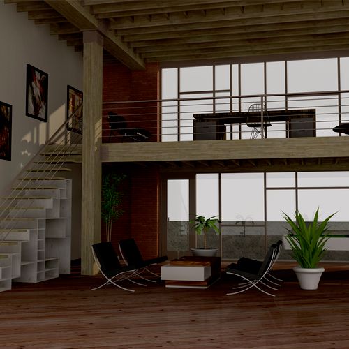 Loft apartment remodel rendering
