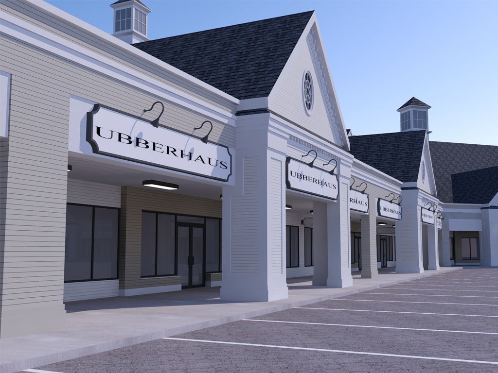 Shopping center facade renovation rendering