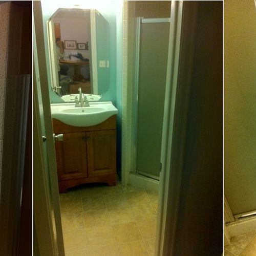 Bathroom2 After - new paint, vanity, toilet, floor