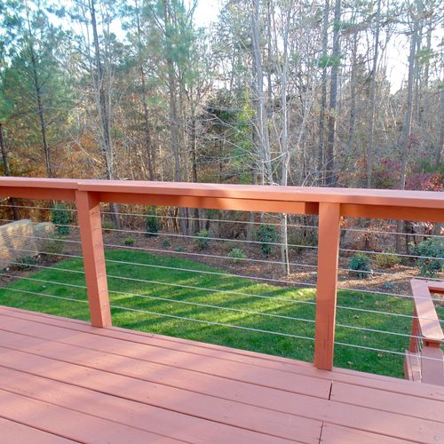 Update deck with new railings and cable wire