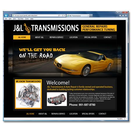 Website design for a auto repair shop.