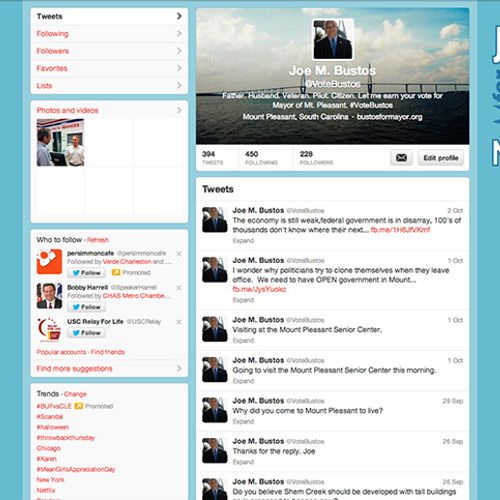Twitter Page Layout and Design for Mayoral Candida