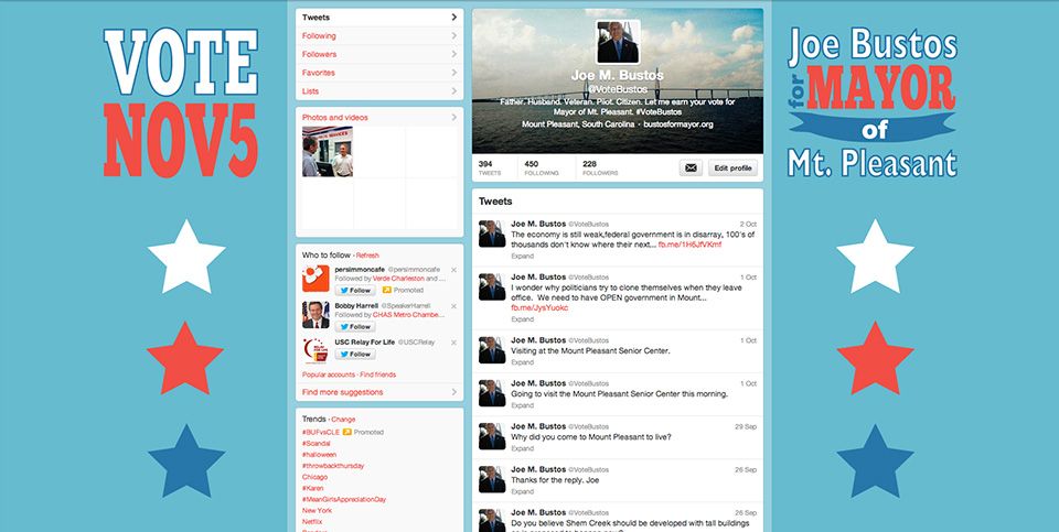 Twitter Page Layout and Design for Mayoral Candida