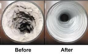 Before and after dryer vent cleaning
