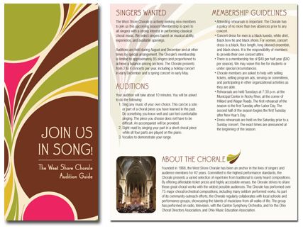 Brochure for the West Shore Chorale