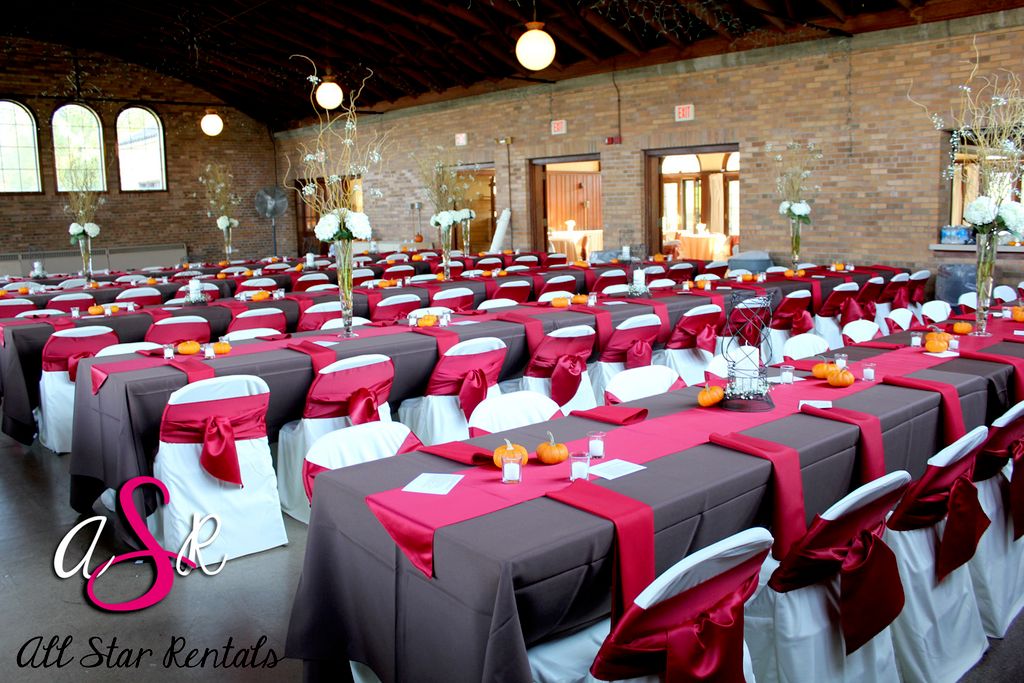Check out this chair cover and linen wedding at So