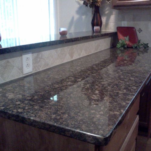 Tan Brown granite over oak cabinets