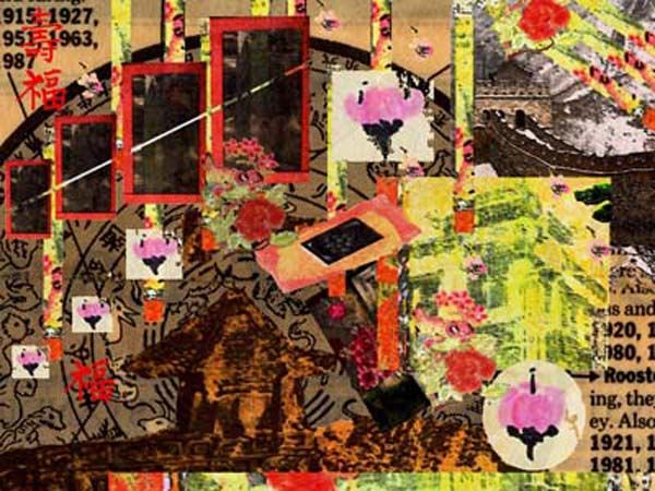 mixed media - handmade stencil, Chinese brush pain