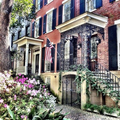 House on one of the 22 historic square in Savannah
