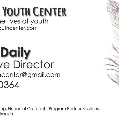 Narthex Youth Center Business Card.