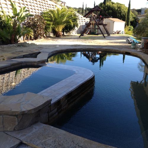 Pool and Spa in Bonita. Cameron Flagstone, Pebble 