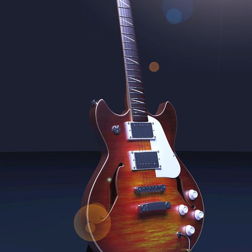 3d model illustration of a guitar