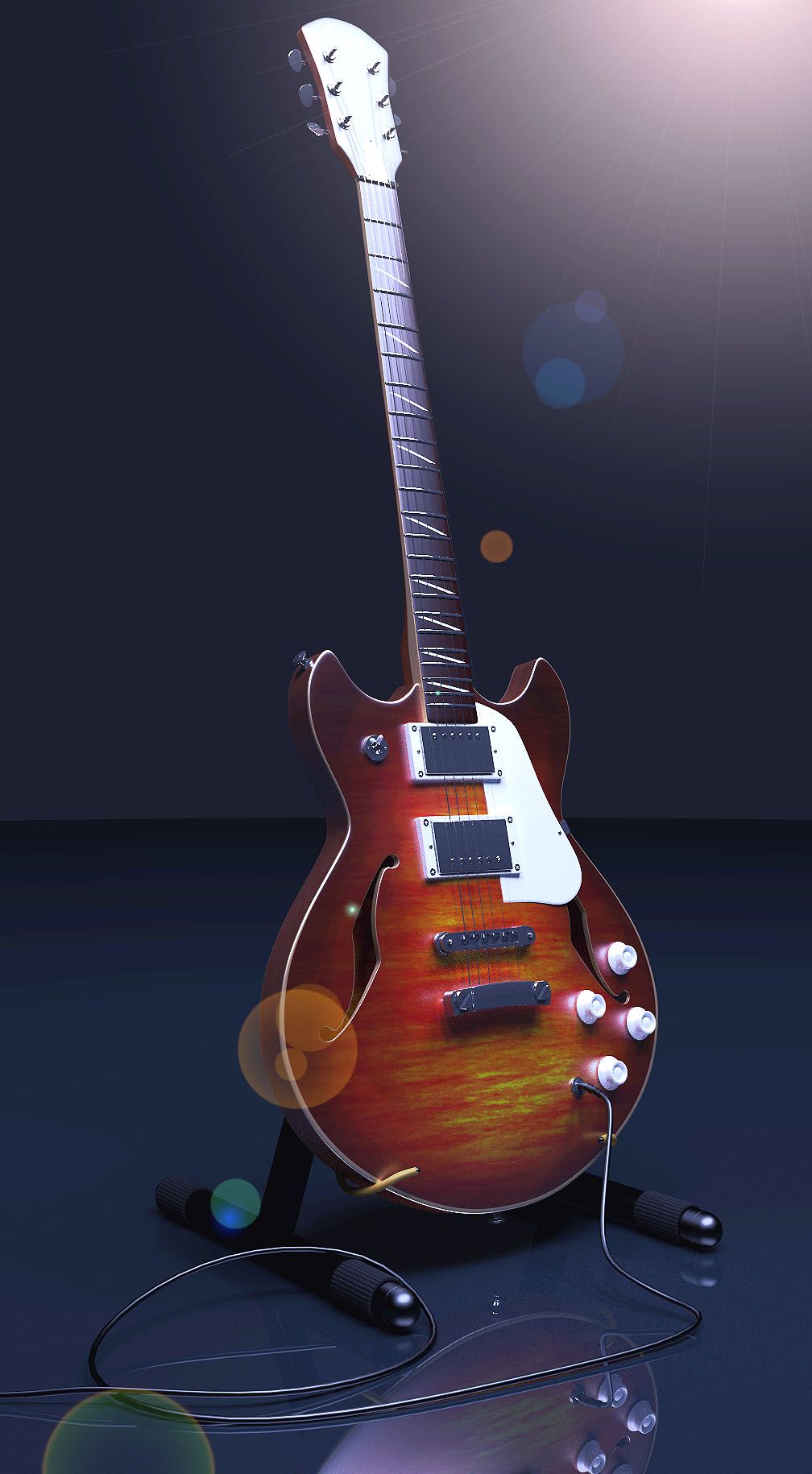 3d model illustration of a guitar