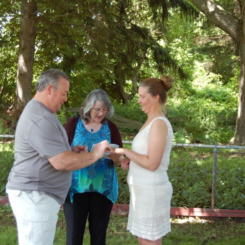 A back yard "Surprise" wedding at a family barbecu