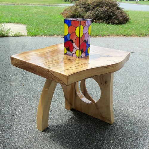 Occasional Table. Spalted Sycamore top, Tiger Mapl