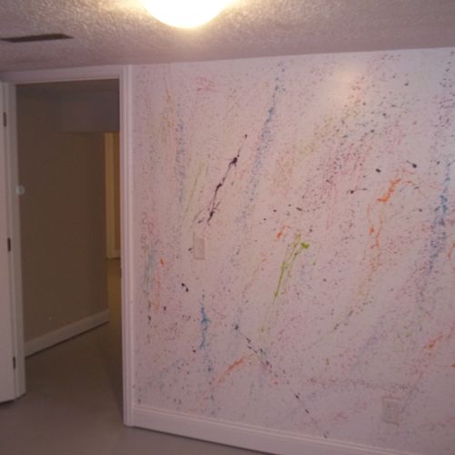 Paint splattered wall