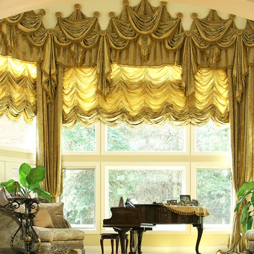 Large bay window with luxury high end curtains