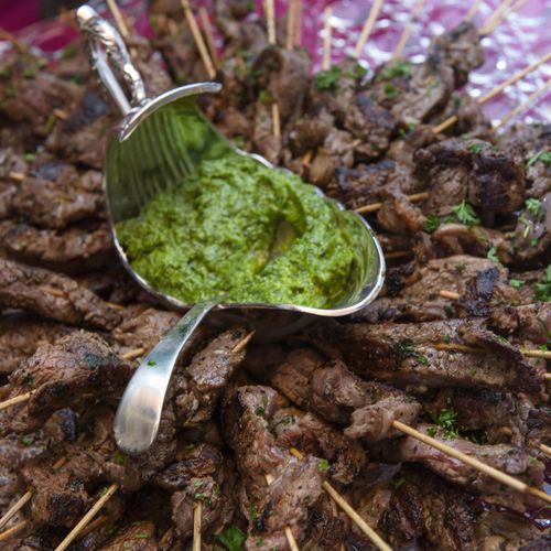 Grilled Flank Steak Skewers
Served with Chimichurr