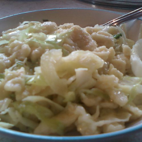 cabbage and homemade noodles