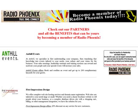 Radio Phoenix - Designed the Member Benefits Page 