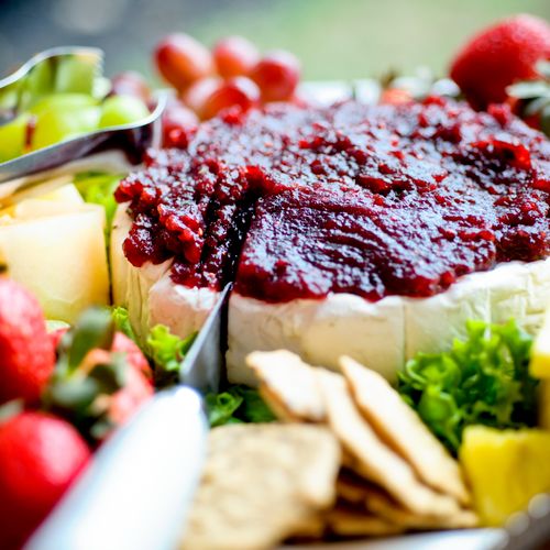 Creamy Brie with cranberry and lime salsa.