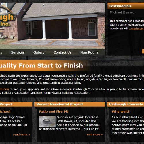 CarbaughConcrete.com - Website for family owned bu